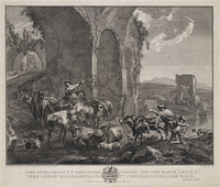 KG 07302
<br/>
Kudde bij een voorde bij een ruïne
<br/>
<em>Delfos, Abraham (1731-1820)</em>
